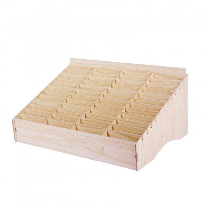 48 Grid Wooden Desktop Storage Box Mobile Phone Management Storage Box Creative Desktop Office Meeting Finishing Grid Multi Cell Phone Rack Display (48)