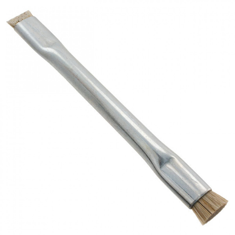 Double-ended Applicator Brush — 3/16" Tapered / 1/4" Flat Horse Hair with Zinc-Plated Steel Handle