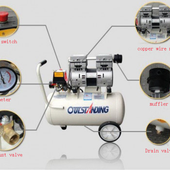 550W 30L 0.7MPA Industrial Outstanding Air Compressor Oil-less Oil-free Quiet High-pressure Pump Tattoo Manicure Spraying Gun