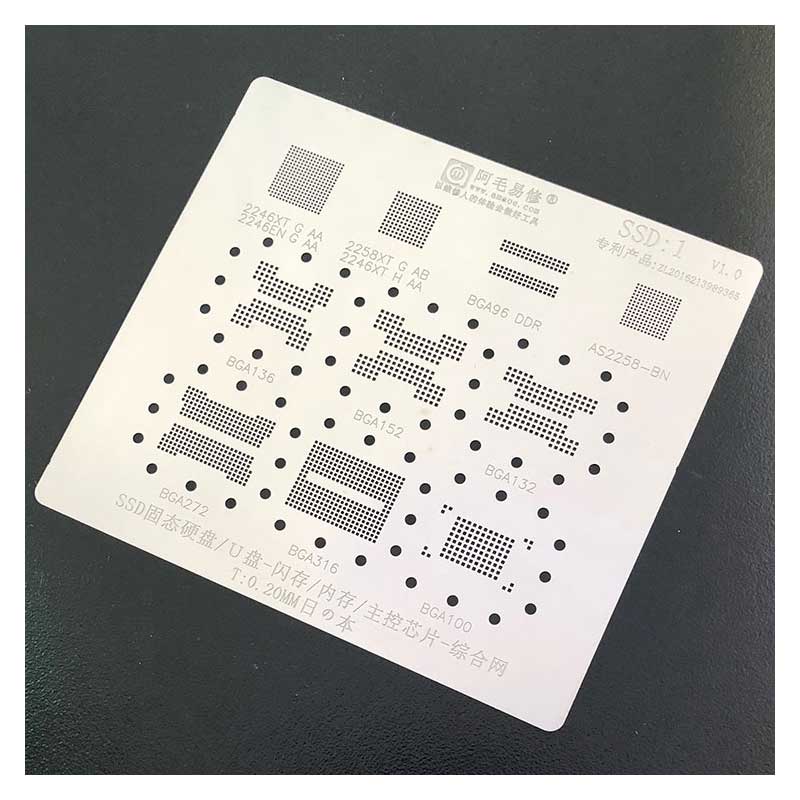 BGA Reballing Stencil Solder Template for SSD/U Disk/Flash Memory BGA136/152/132/272/316/100