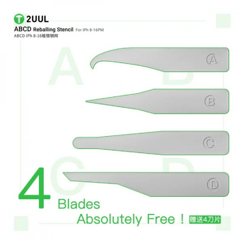 2UUL BG01 ABCD Reballing Stencil for iPh 8-16PM (4pcs/pack)