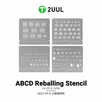 2UUL BG01 ABCD Reballing Stencil for iPh 8-16PM (4pcs/pack)