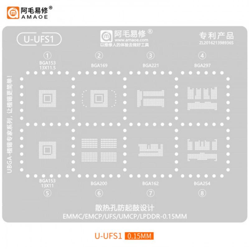 AMAOE U-UFS1 STENCIL For EMMC/EMMCP/UFS/UMCP/LPDDR