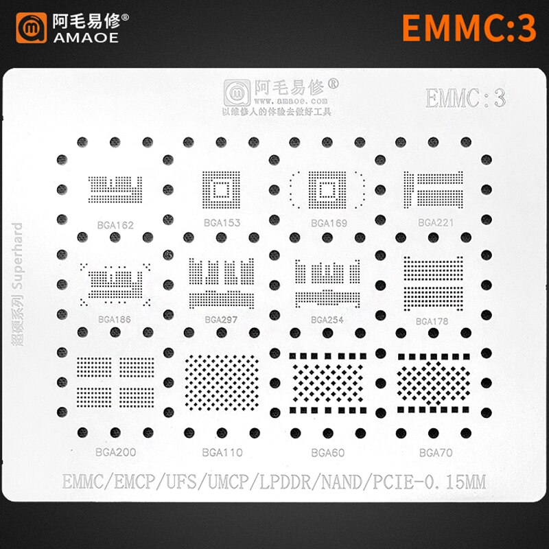 AMAOE EMMC-3 STENCIL For EMMC / EMMCP / UFS / UMCP /LPDDR / NAND / PCI