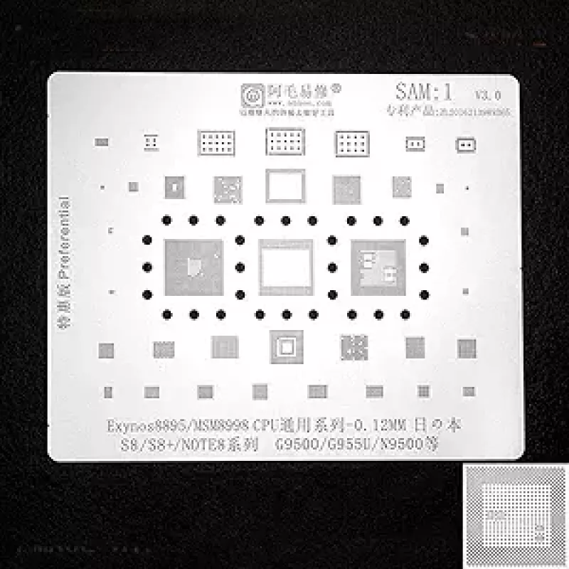 Amaoe SAM:1 0.12MM Multi-Function MSM8998 CPU BGA Reballing Stencil Plant Tin Steel Net for Samsung S8 / S8 Plus / NOTE 8