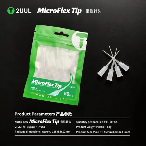2uul CS10 MicroFlex Tip Soft Flexible Precision Dispensing Needle Tips - 50Pcs