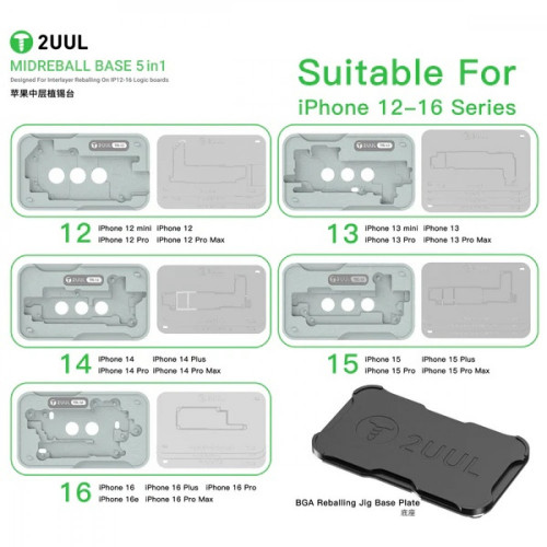 2UUL BH13 MidReball Base 5 in 1 for iPhone 12-16PM Boards Reballing