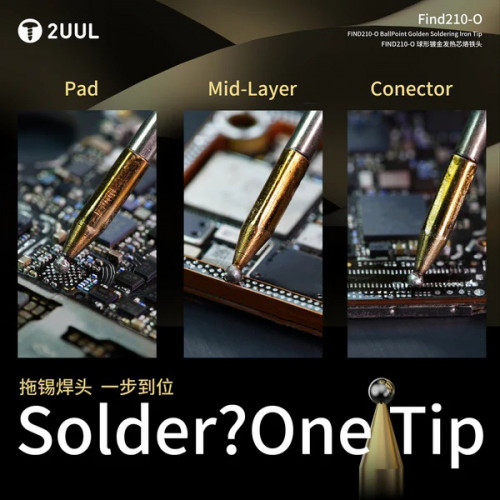 2UUL FD15 Find210-O BallPoint Golden Soldering Iron Tip (1 Pack)