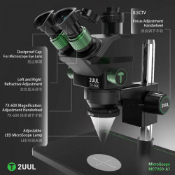 2UUL MC7060-A1 7-60X Trinocular Microscope for PCB Micro-Work 2UUL MC7060-A1 7-60X Trinocular Microscope for PCB Micro-Work