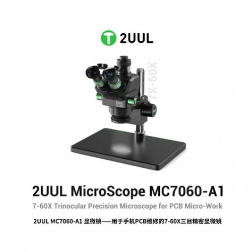 2UUL MC7060-A1 7-60X Trinocular Microscope for PCB Micro-Work