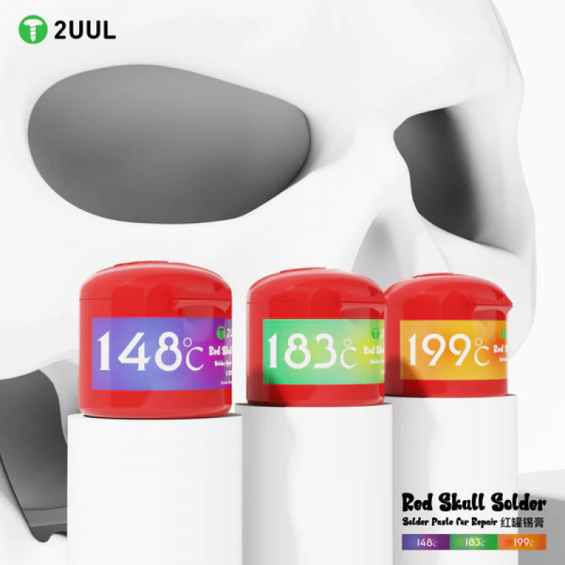 2UUL Red Skull Solder Paste for Repair (148℃ 183℃ 199℃) 50g