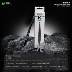 2UUL TW32 Black K Flat Tip ESD-Safe Ceramic Tweezer