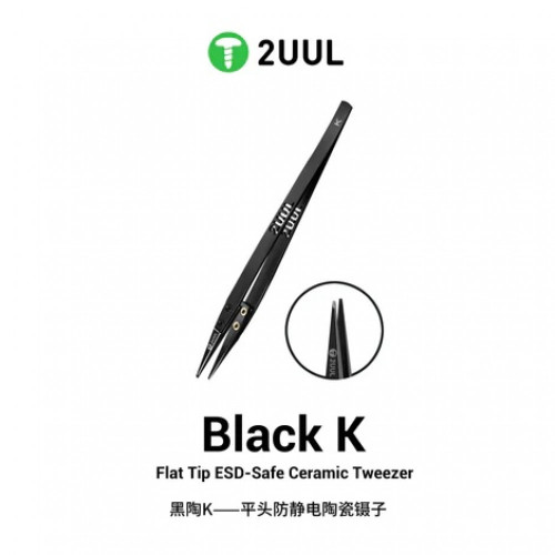 2UUL TW32 Black K Flat Tip ESD-Safe Ceramic Tweezer