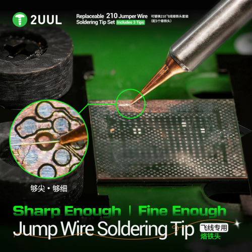 2UUL FD35 Replaceable 210 Jumper Wire Soldering Tip Set (3Pcs/Set) for Mobile PCB Repair and Micro Soldering