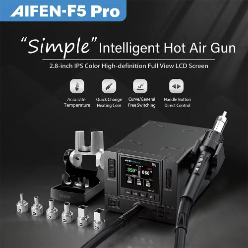 Aifen F5 Pro Heatgun Station 1000W Color Digital Display Industrial-Grade Hot Air Gun BGA Rework Station