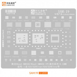 Amaoe SAM19 Snapdragon 8Gen2 SM8550 / 8Gen3 SM8650 CPU BGA Reballing Stencil for Samsung S23 / S23 Ultra / S24 / S24 Ultra Amaoe SAM19 Snapdragon 8Gen2 SM8550 / 8Gen3 SM8650 CPU BGA Reballing Stencil for Samsung S23 / S23 Ultra / S24 / S24 Ultra