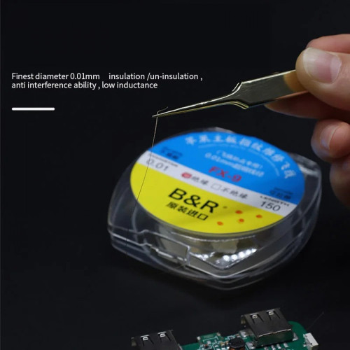 B&R FX-9 Sliver Uninsulated JUMPER WIRE FOR PCB REPAIR - 0.01MM