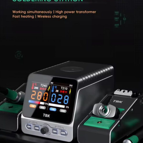 TBK-310 Multifunctional Intelligent Double-station Soldering Iron Station with Wireless Charging