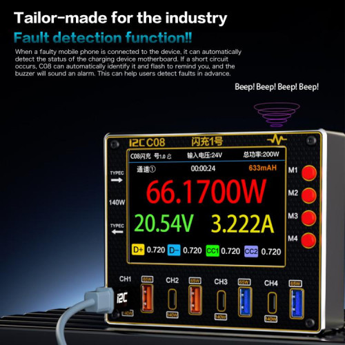 i2C C08 Flash Charger 8 Ports Fast Charging Station for Phone Laptop