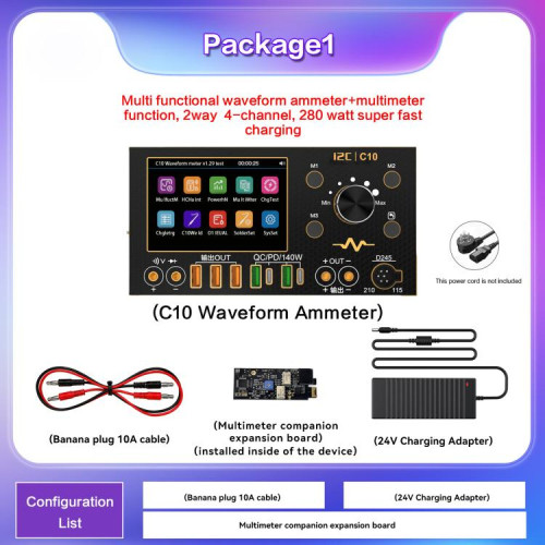 I2C C10 Ultra-high Precision Digital Waveform Ammeter 0-36V Input with Charge Detection/ Voltage Measurement