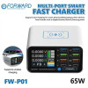 Forward FW-P01 65W Multi-Port Smart Digital Display PD & QC Fast Charger with 15W Wireless Charging