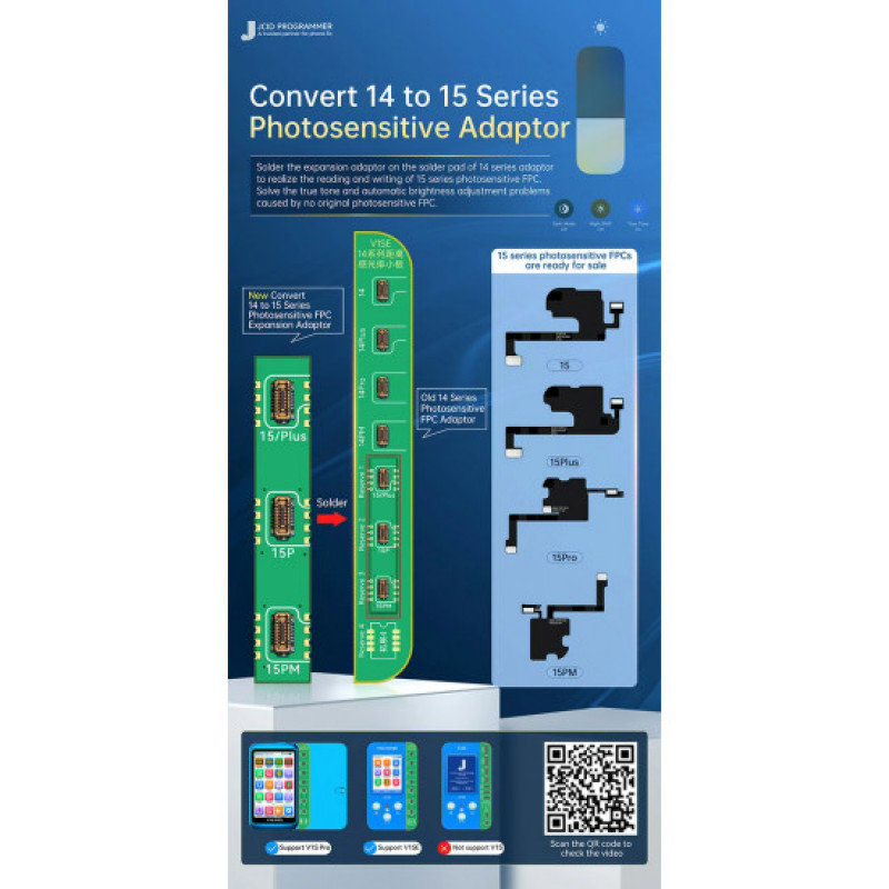 JCID V1SE / V1S Pro Convert iPhone 14 to 15 Series Photosensitive FPC Expansion Small Board