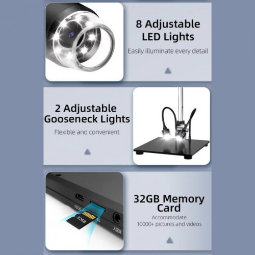 Koocu KC-HD31 10.1-Inch HD Display Microscope With 50X-1500X Continuous Magnification