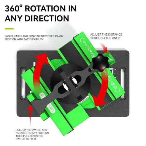 LUOWEI LW-021Pro 2 in 1 360 Rotating Aluminum Alloy Fixing Clip Universal Mobile Phone Repair Fixture Back Glass Removal Tool