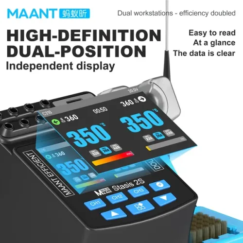 MaAnt Stasis 2S 200W Intelligent Display Dual-Handle Soldering Station Compatible with C115 / C210