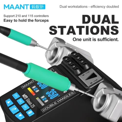 MaAnt Stasis 2S 200W Intelligent Display Dual-Handle Soldering Station Compatible with C115 / C210