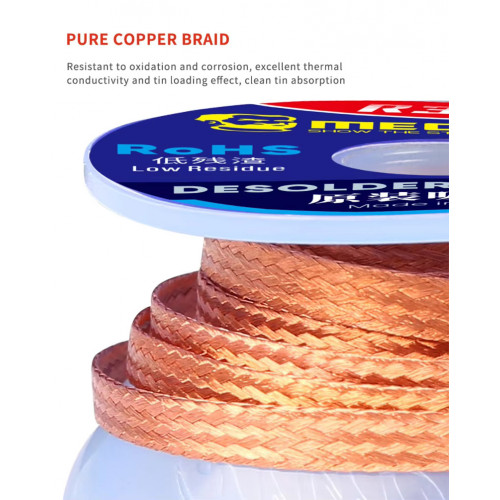 MECHANIC R300 Solder Wick Wire Cord 1.0/1.5/2.0/2.5/3.0/3.5/4.0mm Welding Solder Remover Desoldering Braid Tin Absorption Belt