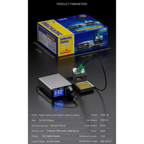 Mechanic T210 SE High Power Digital Display Thermostatic Soldering Station with Auto Sleep