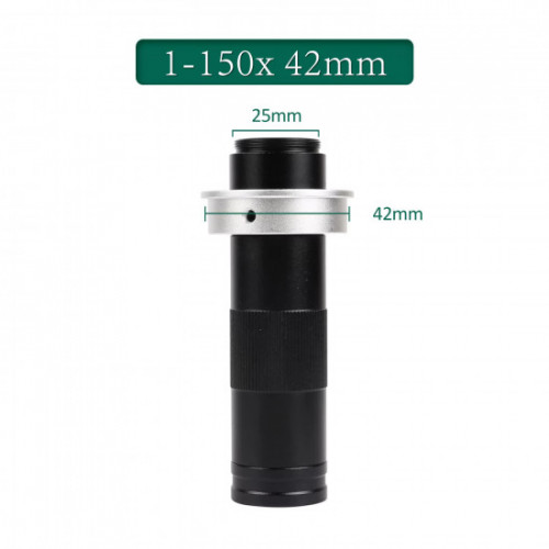 Camera lens 150X, C-mount Adjustable Magnification Zoom C Mount Lens Zoom Glass Lens 42mm for HDMI VGA USB Video Microscope Camera Monocular