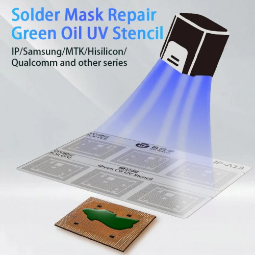 JTX GS-01 Solder Mask Repair Green Oil UV Stencil for iPhone / MTK / Qualcomm / Hisilicon / Samsung