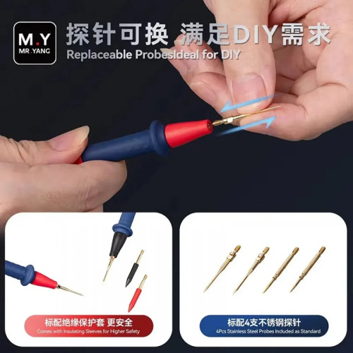 MR.YANG Multimeter Test Leads Ultra Fine Tip Probe 1000V Extra-Fine Extra-Hard Multimeter Test Probe Pen with Replaceable Needle