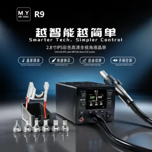 YCS Mr.Yang R9 Smart Rework Station Tool Combination LCD Display Precision Temp Control Quick Change Core for Phone Repair set