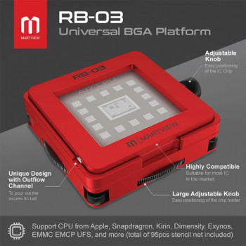 MARTVIEW RB-03 MULTI-FUNCTIONS AUTOMATIC POSITIONING UNIVERSAL BGA REBALLING STATION HOLDER TEMPLATE WITH 36 PCS STENCILS