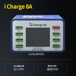 MECHANIC ICHARGE 8A 8-PORT USB SMART DIGITAL DISPLAY FAST CHARGER SUPPORTS QC3 - 45W MECHANIC ICHARGE 8A 8-PORT USB SMART DIGITAL DISPLAY FAST CHARGER SUPPORTS QC3 - 45W