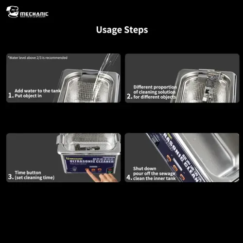 Mechanic iClean-E08P Ultrasonic Cleaner For Phones Motherboard Camera Glass Black Spot Cleaning Machine