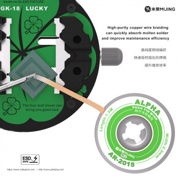 Mijing AR-2015 Alpha Tin-Absorbing Desoldering Wick / Wire for Motherboard IC Chip Cleaning - 1Pcs
