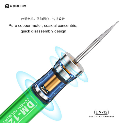 Mijing DM-12 Coaxial Polishing Pen with 7 Grinding Heads for IC Chip Grinding