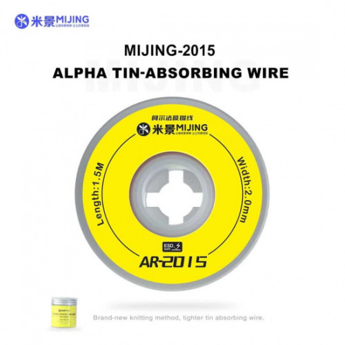Mijing AR-2015 / AR-2020 Alpha Tin-Absorbing Wire for Motherboard IC Chip Cleaning - 5Pcs