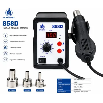 ONE-STOP 858D SMD DIGITAL REWORK STATION WITH CERAMIC HEATER