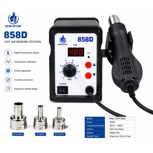 ONE-STOP 858D SMD DIGITAL REWORK STATION WITH CERAMIC HEATER