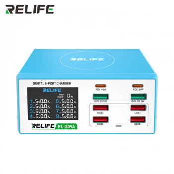 Relife RL-309A 100W High Power 8-Port Fast Charging Digital Display USB Charger