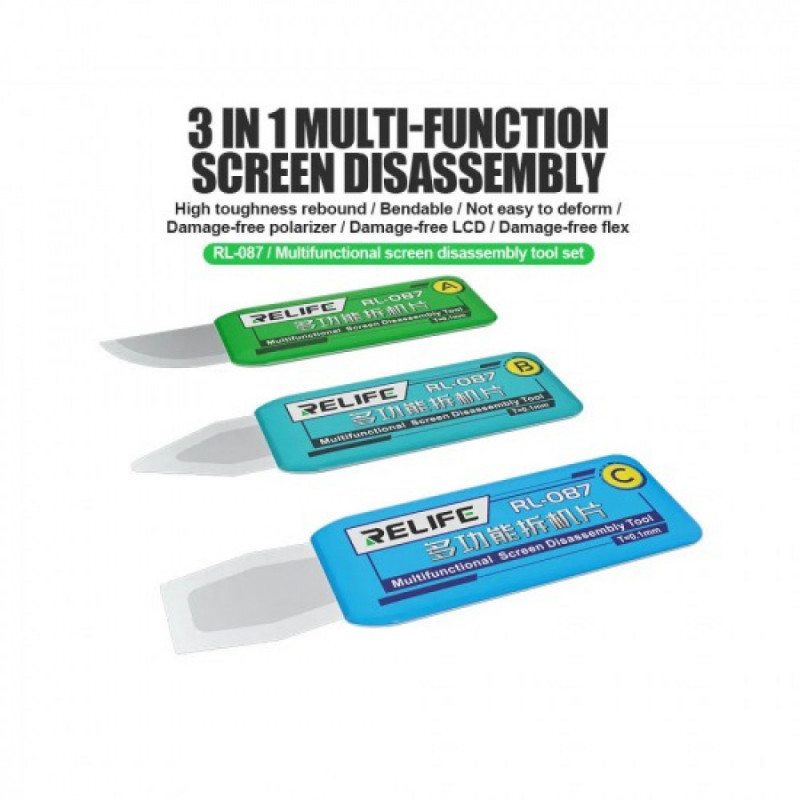 Relife RL-087 Multi-function Ultra-thin Steel Disassembly Blade Set for Mobile Phone Screen / Edge