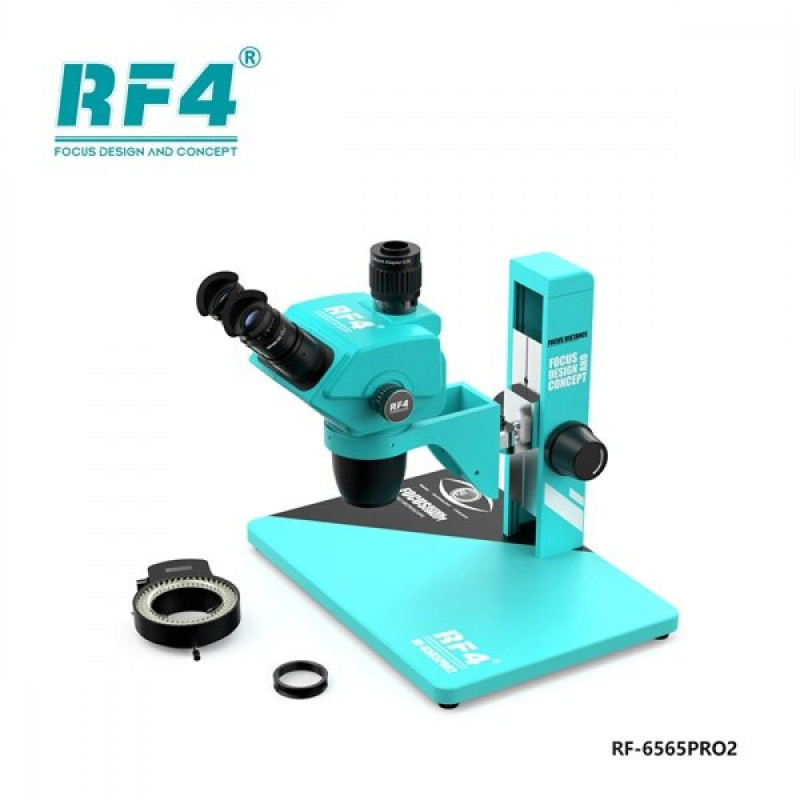 RF4 RF6565Pro2 6.5-65X Synchronous Zoom Trinocular Stereo Microscope with Focus Lifting Bracket