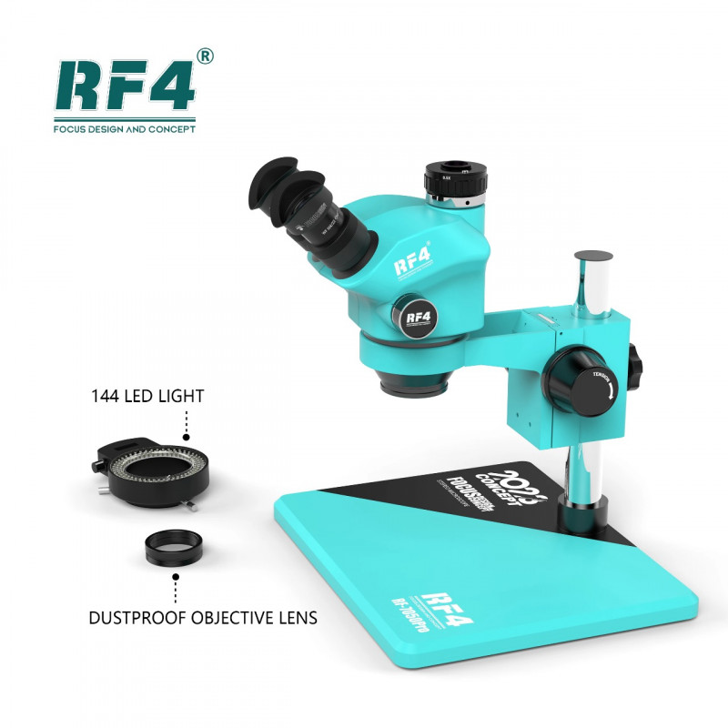 RF4 RF7050Pro 7-50X Synchronous Zoom Trinocular Stereo Microscope With Big Base