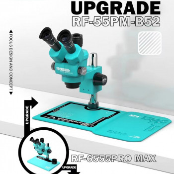 RF4 RF6555 Pro Max (RF-55PM-B52) 6.5-55X Synchronous Zoom Trinocular Stereo Microscope