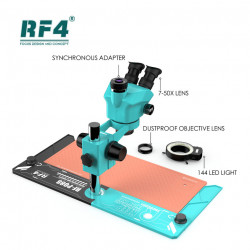 RF-7050PRO+PO88 7X-50X SYNCHRONOUS ZOOM TRINOCULAR STEREO MICROSCOPE WITH ALUMINUM ALLOY BASE & THERMOPLASTIC RUBBER MAT RF-7050PRO+PO88 7X-50X SYNCHRONOUS ZOOM TRINOCULAR STEREO MICROSCOPE WITH ALUMINUM ALLOY BASE & THERMOPLASTIC RUBBER MAT
